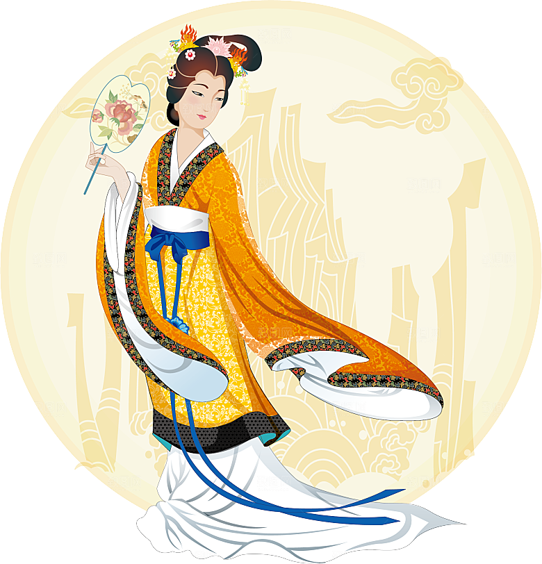 卡通中秋嫦娥奔月插画PNG素材