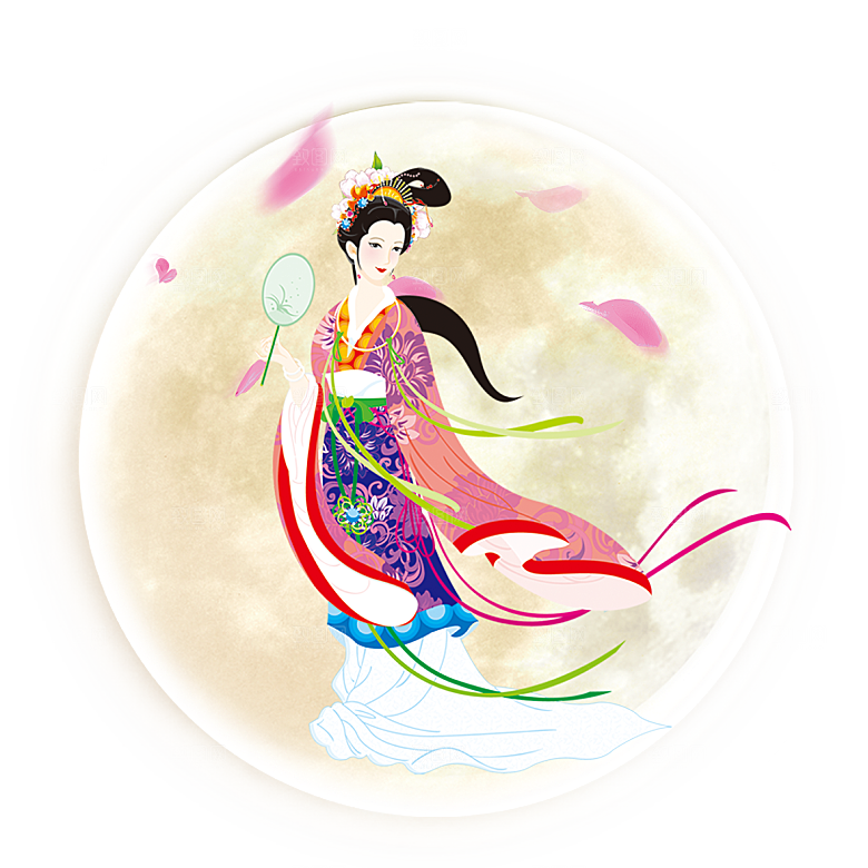 卡通中秋嫦娥奔月插画PNG素材