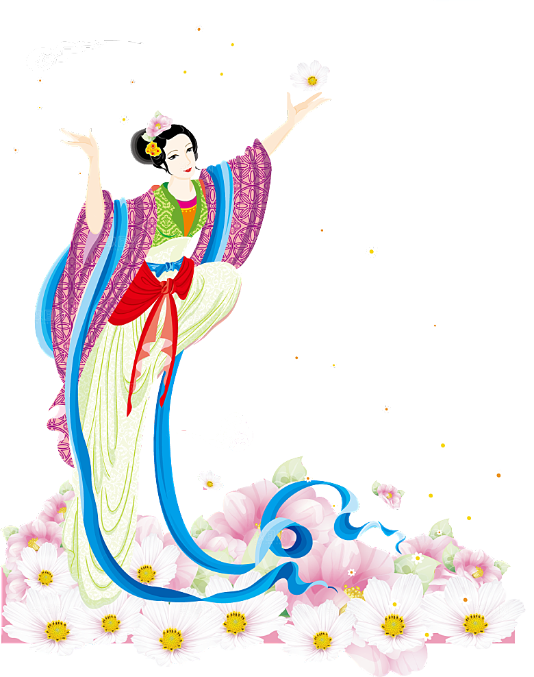 卡通中秋嫦娥奔月插画PNG素材