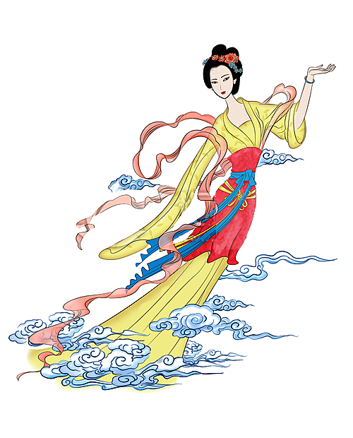 卡通中秋嫦娥奔月插画PNG素材