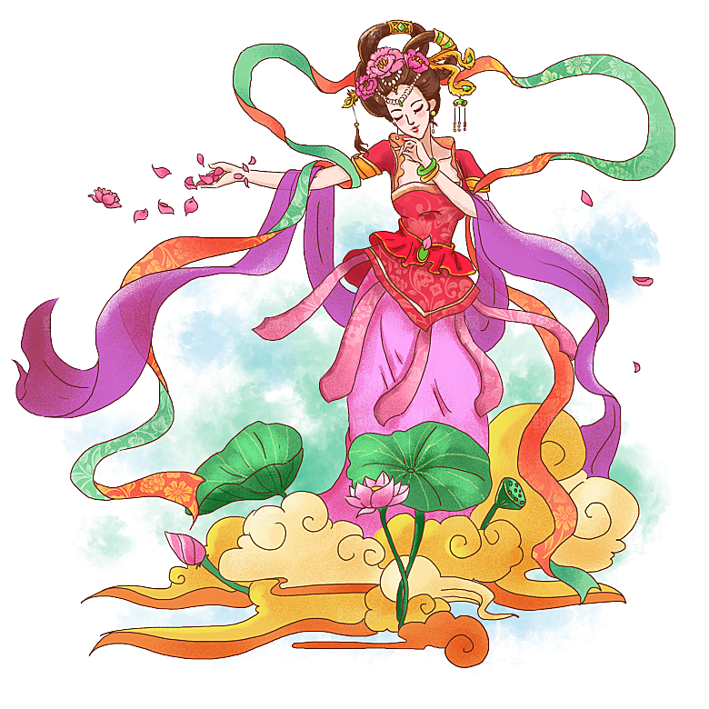 卡通中秋嫦娥奔月插画PNG素材