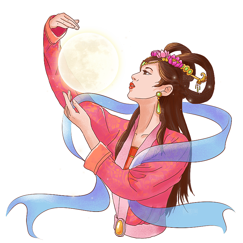 中秋节嫦娥简约大气免扣元素