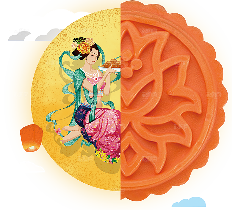 中秋节嫦娥简约大气免扣元素