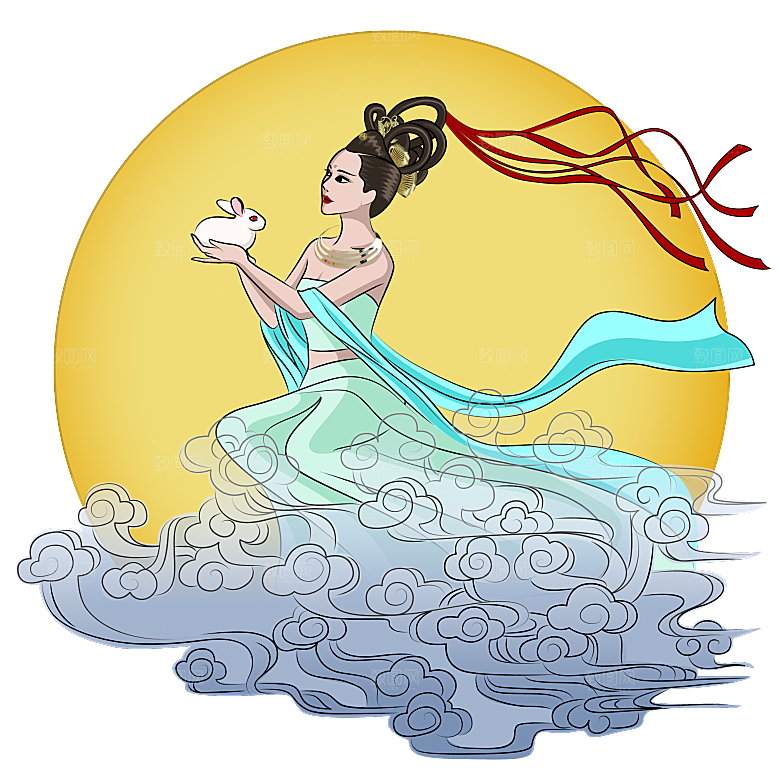 中秋节嫦娥简约大气免扣元素