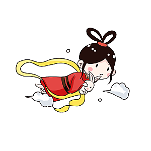 卡通中秋嫦娥奔月插画PNG素材