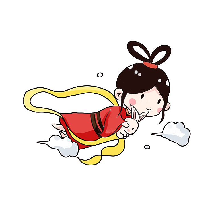 卡通中秋嫦娥奔月插画PNG素材