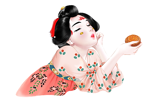 卡通中秋嫦娥奔月插画PNG素材