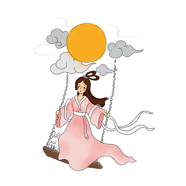 中秋节嫦娥简约大气免扣元素
