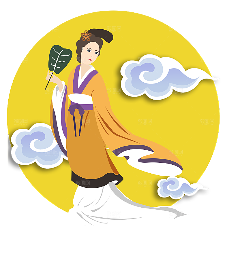 中秋节嫦娥简约大气免扣元素