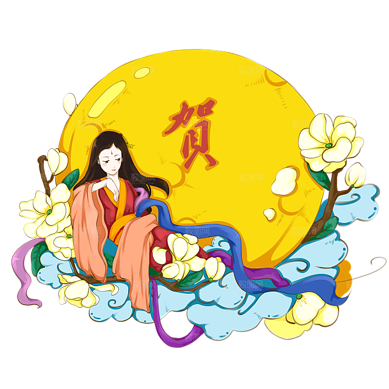 中秋节嫦娥简约大气免扣元素