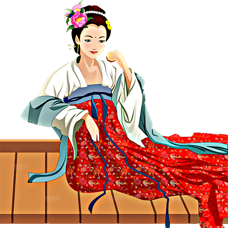 卡通中秋嫦娥奔月插画PNG素材