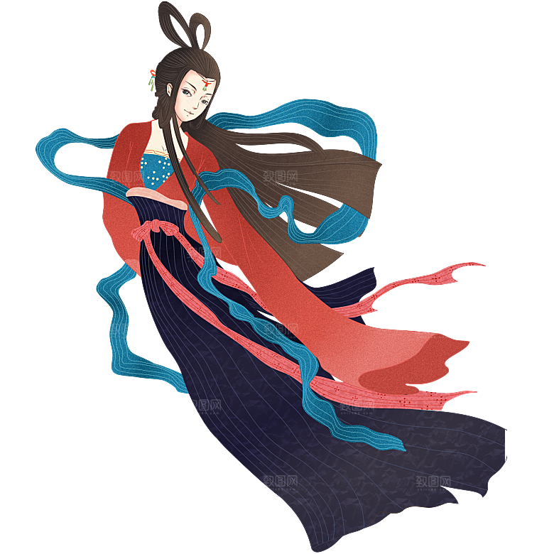 卡通中秋嫦娥奔月插画PNG素材