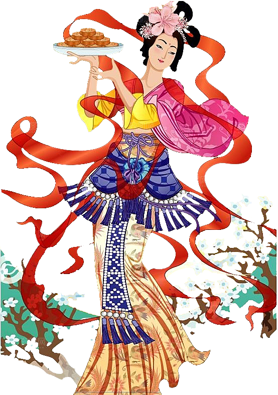 卡通中秋嫦娥奔月插画PNG素材