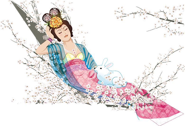 卡通中秋嫦娥奔月插画PNG素材