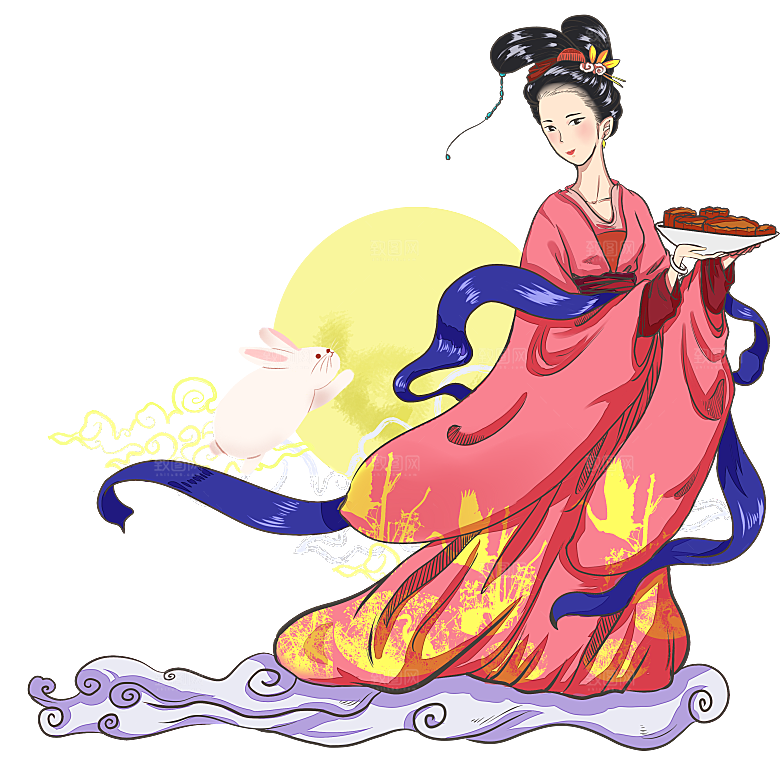 中秋节嫦娥简约大气免扣元素