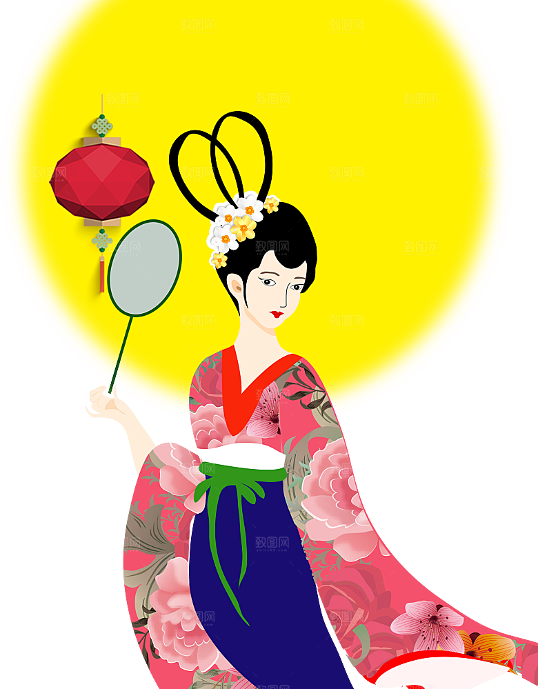 中秋节嫦娥简约大气免扣元素