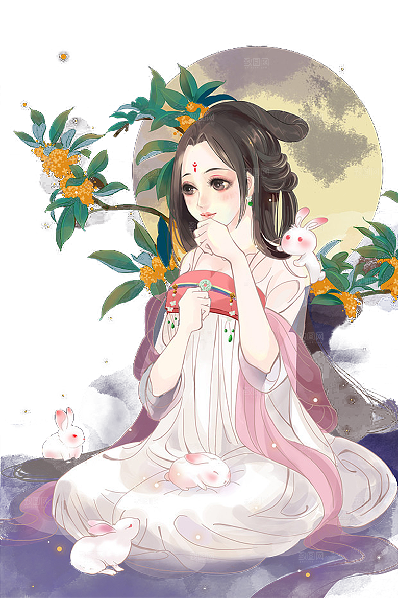 中秋节嫦娥简约大气免扣元素