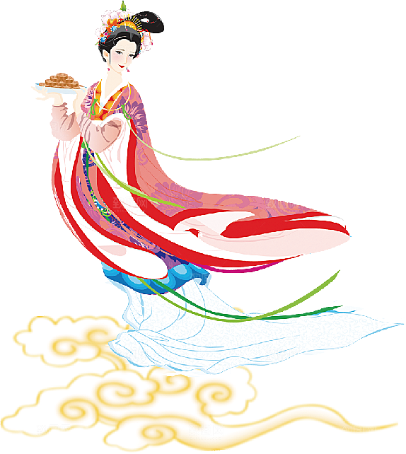 卡通中秋嫦娥奔月插画PNG素材