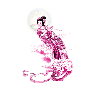 卡通中秋嫦娥奔月插画PNG素材
