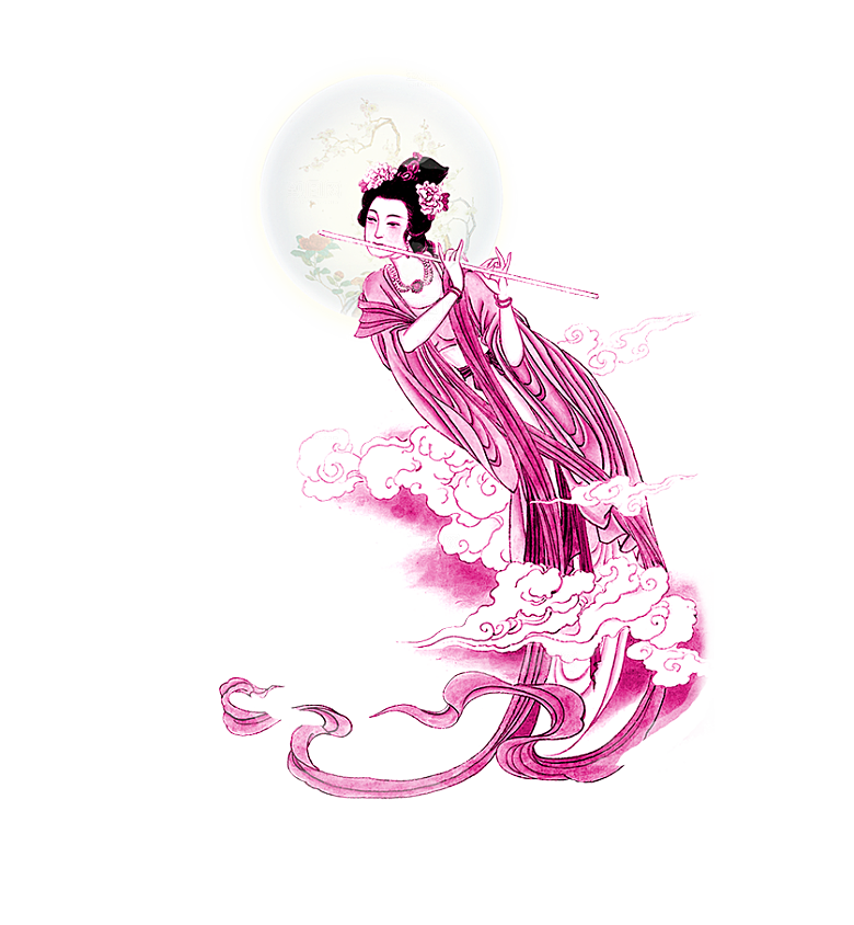 卡通中秋嫦娥奔月插画PNG素材
