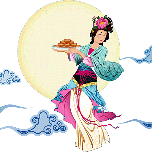 卡通中秋嫦娥奔月插画PNG素材