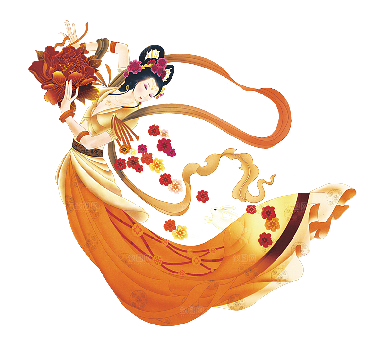 卡通中秋嫦娥奔月插画PNG素材