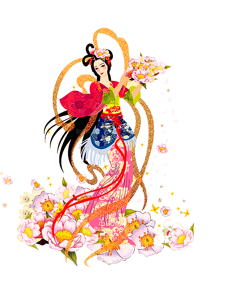 卡通中秋嫦娥奔月插画PNG素材