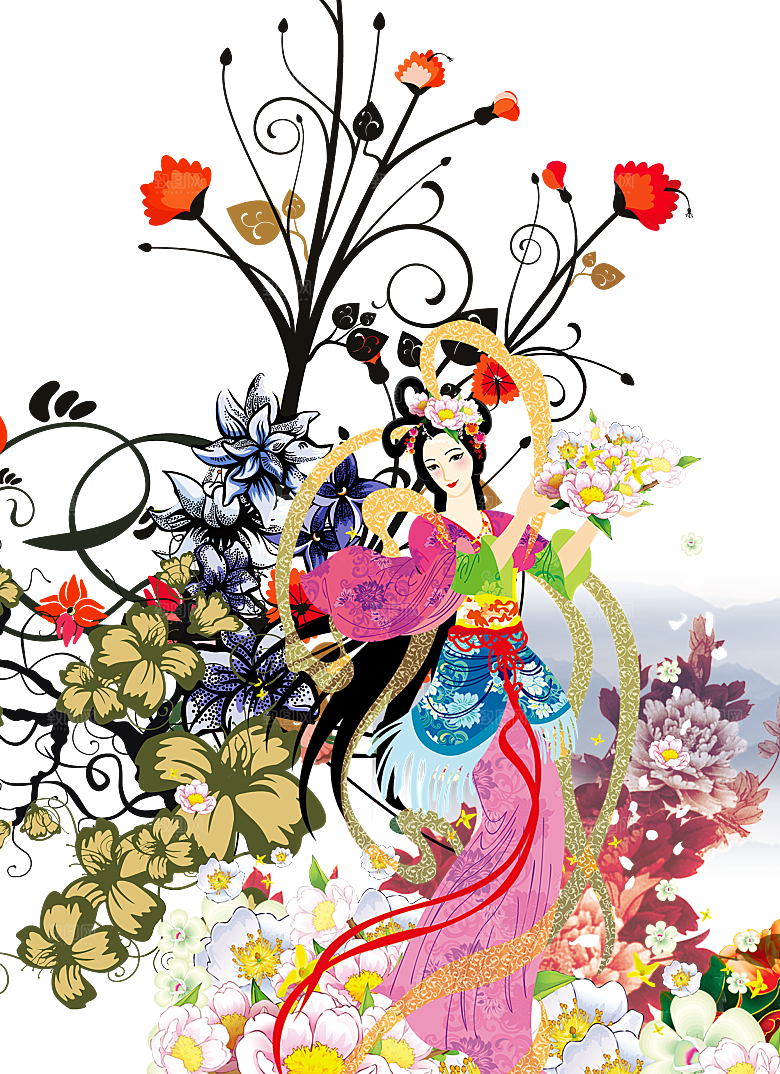 卡通中秋嫦娥奔月插画PNG素材