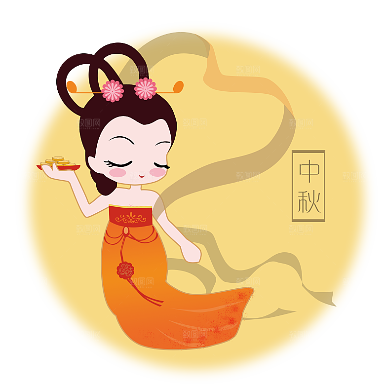 中秋节嫦娥简约大气免扣元素