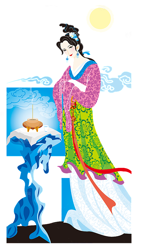 中秋节嫦娥简约大气免扣元素