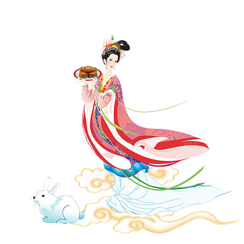 中秋节嫦娥简约大气免扣元素
