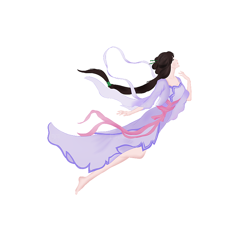 卡通中秋嫦娥奔月插画PNG素材