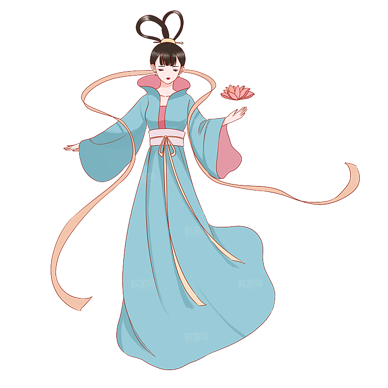 卡通中秋嫦娥奔月插画PNG素材