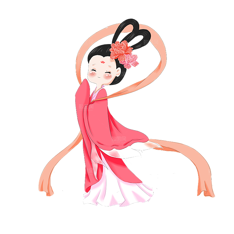 卡通中秋嫦娥奔月插画PNG素材