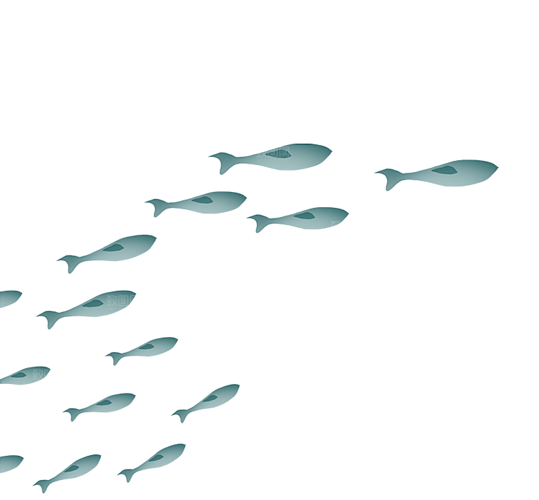 卡通手绘海洋游动鱼群免扣元素
