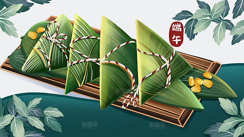 端午节节日国潮风简约大气插画海报