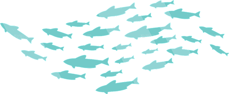 卡通手绘海洋游动鱼群免扣元素