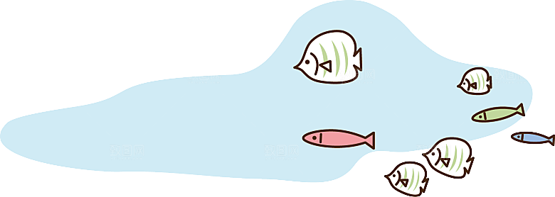 卡通手绘海洋游动鱼群免扣元素