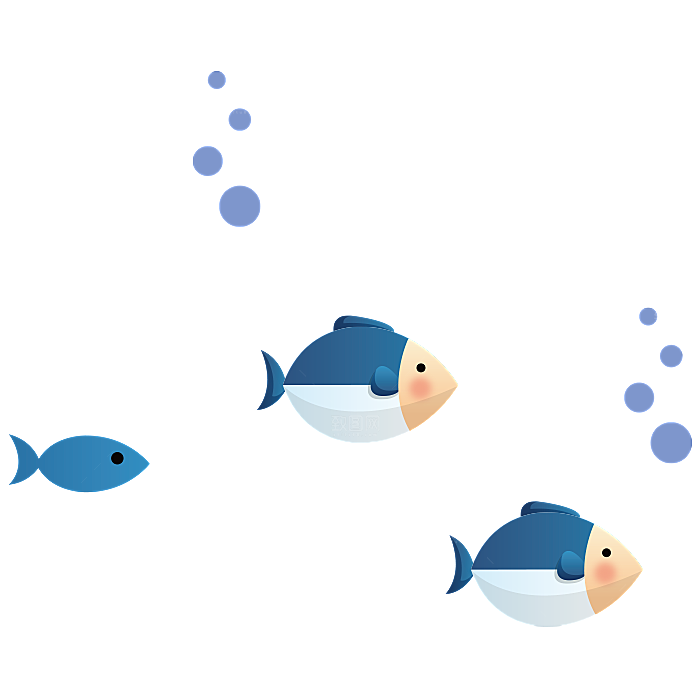 卡通手绘海洋游动鱼群免扣元素