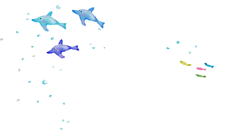 卡通手绘海洋游动鱼群免扣元素