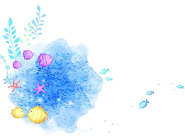 卡通手绘海洋游动鱼群免扣元素