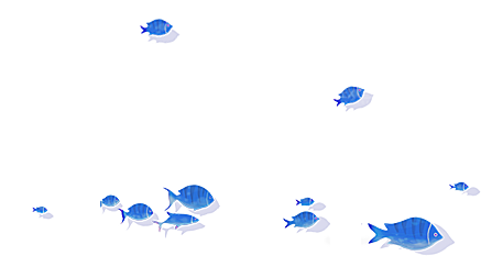卡通手绘海洋游动鱼群免扣元素
