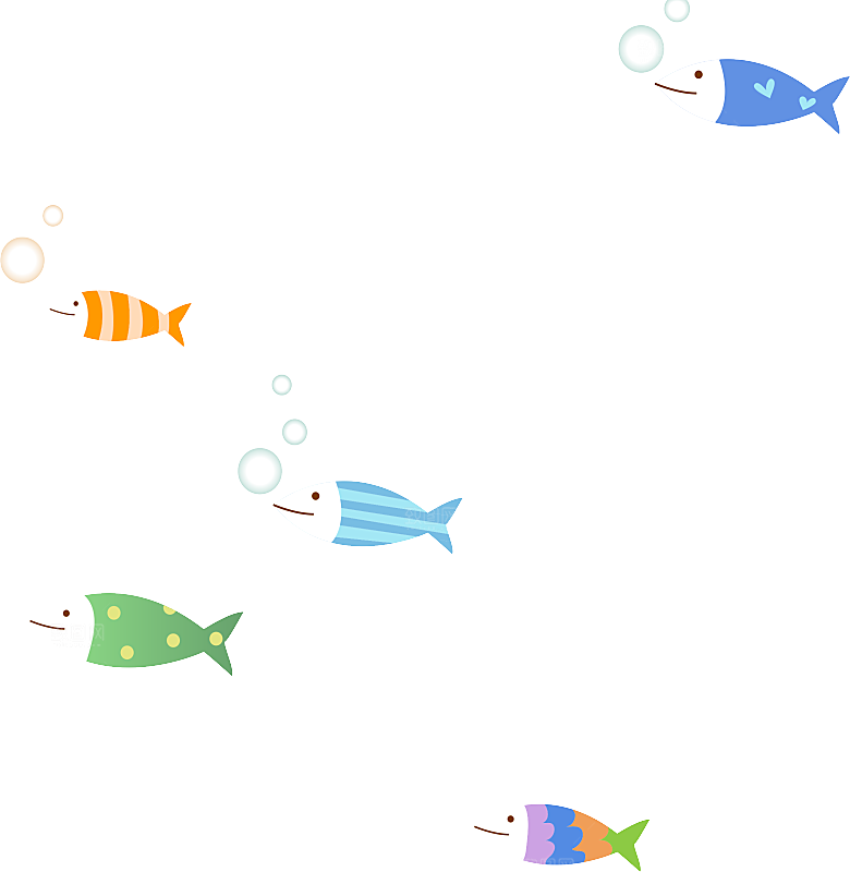 卡通手绘海洋游动鱼群免扣元素