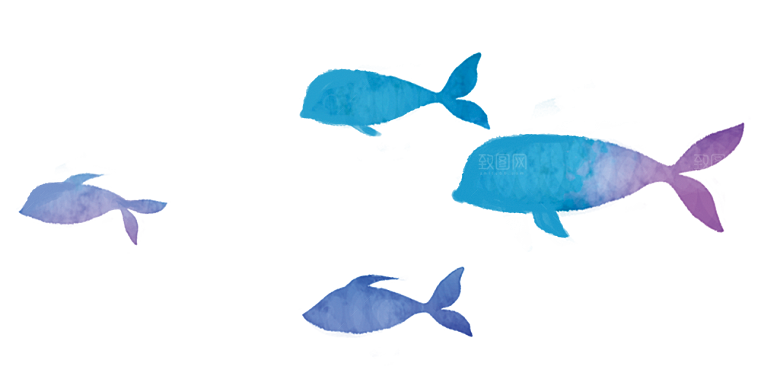 卡通手绘海洋游动鱼群免扣元素