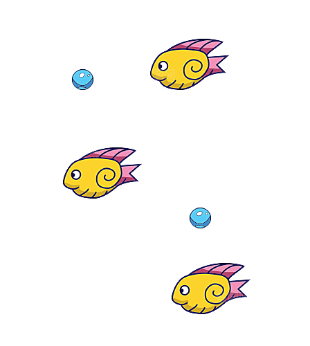 卡通手绘海洋游动鱼群免扣元素