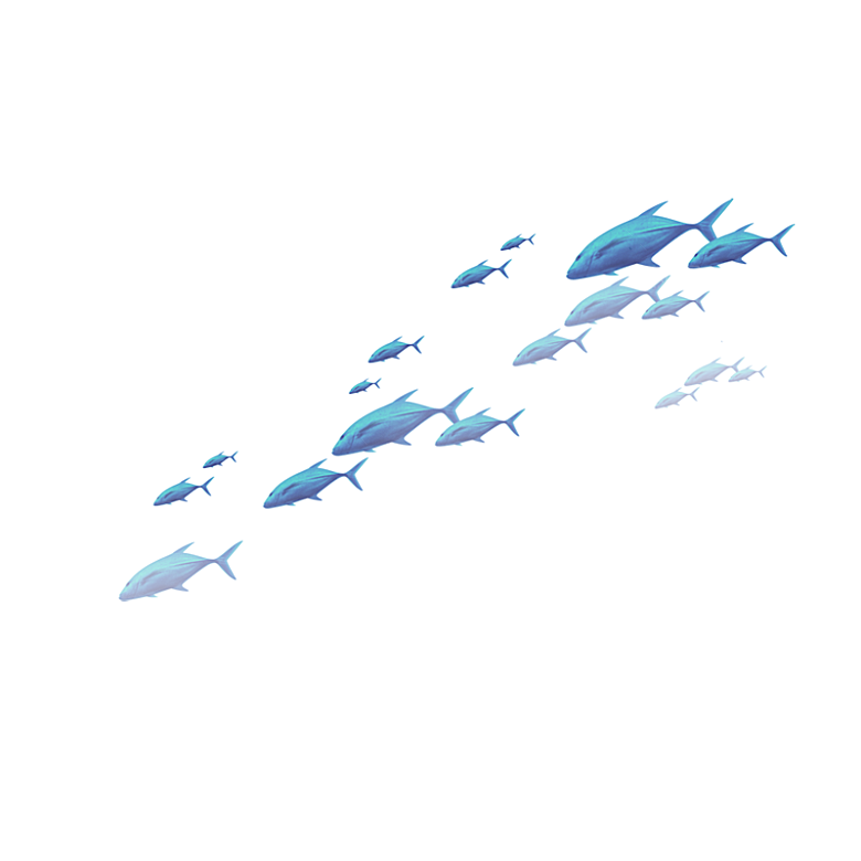 卡通手绘海洋游动鱼群免扣元素