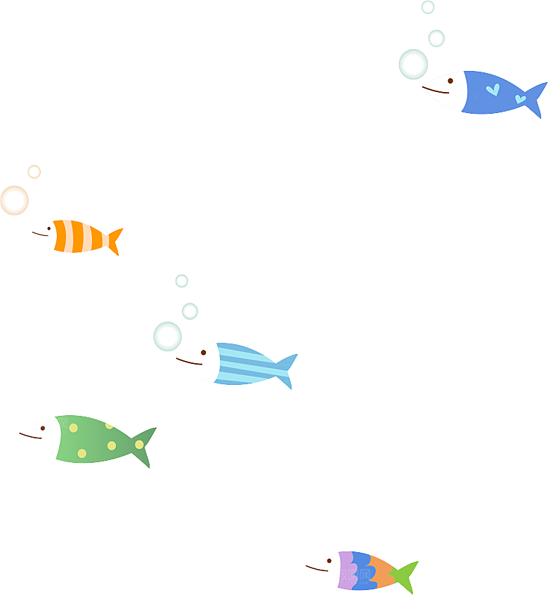 卡通手绘海洋游动鱼群免扣元素