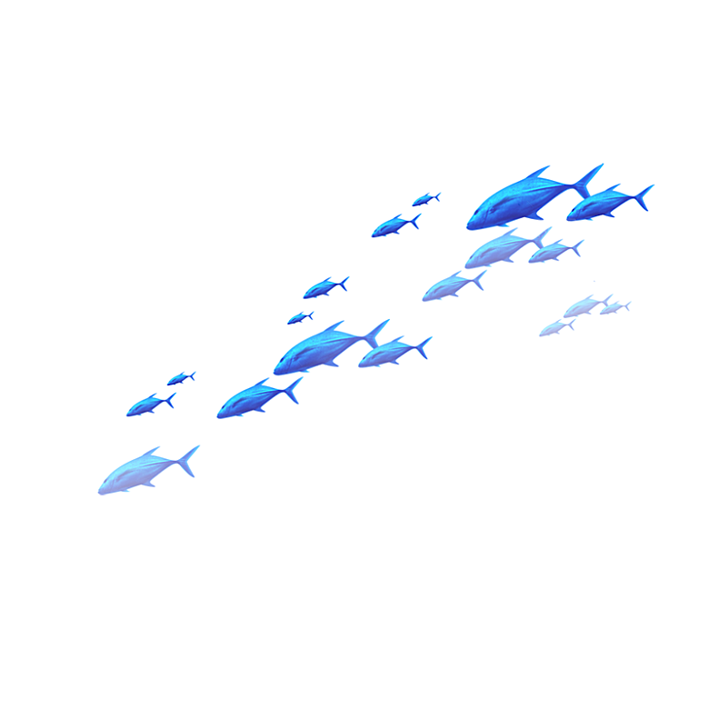 卡通手绘海洋游动鱼群免扣元素