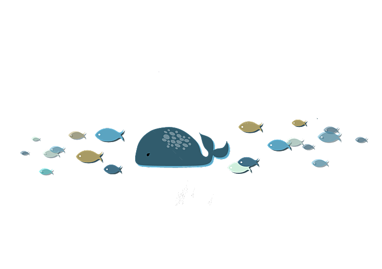 卡通手绘海洋游动鱼群免扣元素