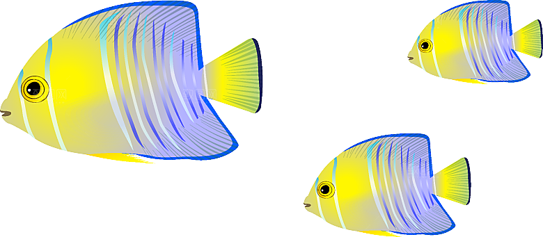 卡通手绘海洋游动鱼群免扣元素